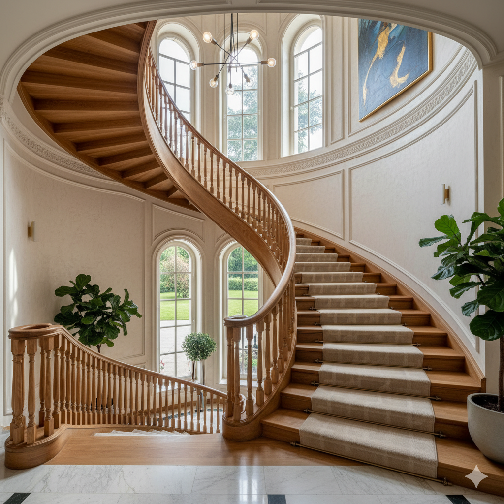 پله چوبی گرد دوبلکس